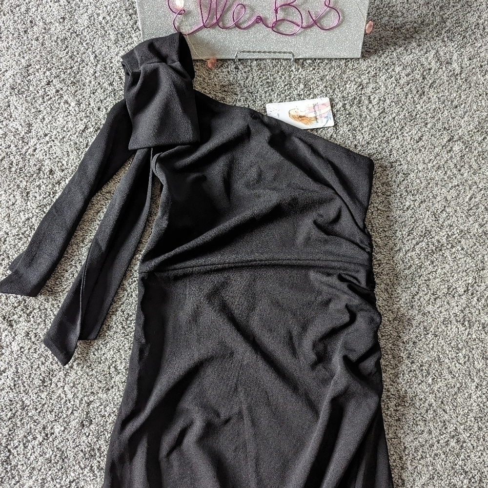 NWT Pretty Garden One Shoulder Bow Detail Dress Formal S - Picture 3 of 12